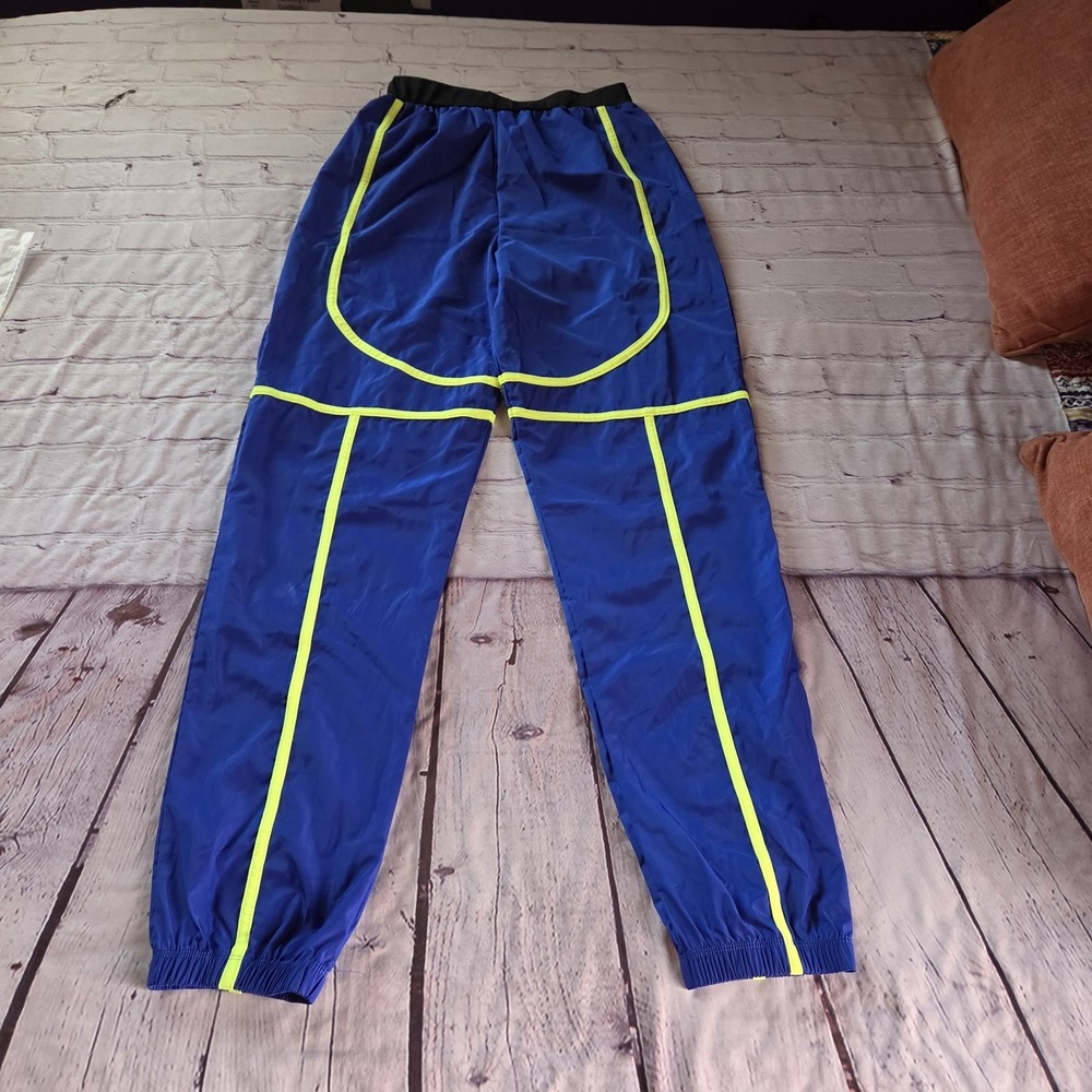 Revolution Skyline Dancing Pants Joggers Blue Neon Yellow Preppy Activewear Med